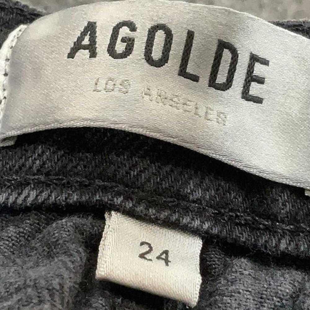 Agolde Black Nico Distressed High Rise Straight Slim Fit Jeans Size 24 - Picture 4 of 8